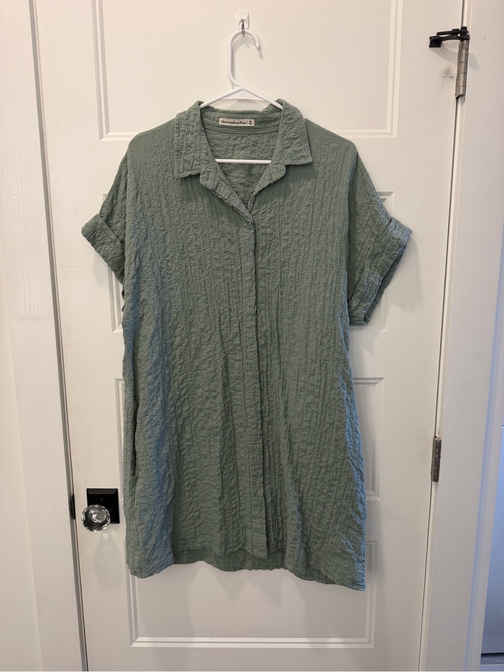 Abercrombie & Fitch Sage Green Crinkled Mini Dress